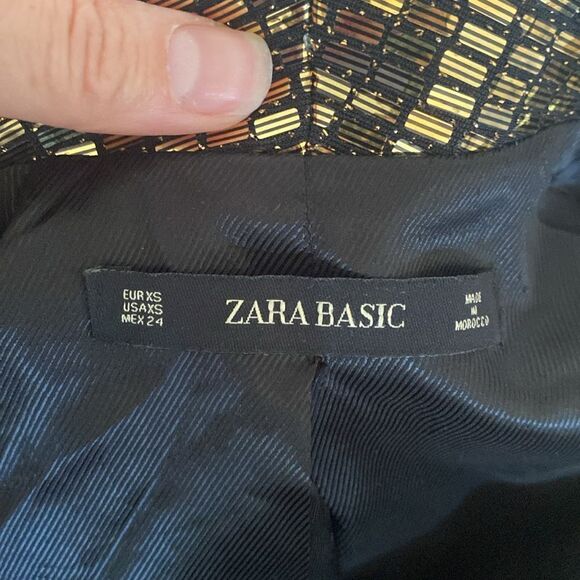 Zara Gold Metallic Sequin Blazer Dress XS - Picture 9 of 16